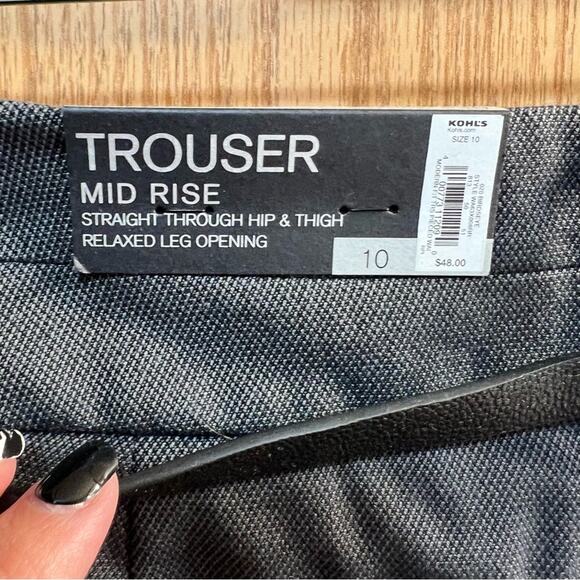 NWT Apt 9 Dark Gray Mid Rise Trousers Dress Pants w/ Belt Women's Size 10 - Picture 7 of 10